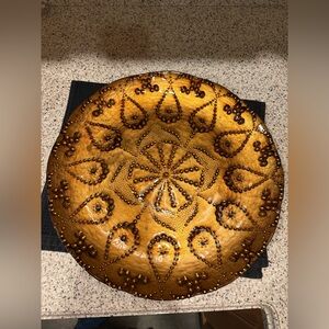 Vntg Elaborately Decorated Reverse Painted Glass Dish Hand Painted Turkey